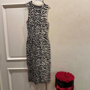 Animal Print black and white knit dress by Proenza Schooner, Size Small
